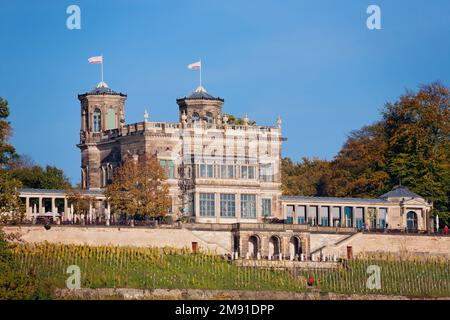 Castello Lingner (Lingnerschloss), Castelli dell'Elba nella Valle dell'Elba a Dresda Foto Stock