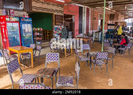 ABU SIMBEL, EGITTO: 22 FEBBRAIO 2019: Ristorante locale ad Abu Simbel, Egitto Foto Stock