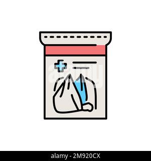 Icona a linee di colore a bendaggio triangolare. Pronto soccorso. Assistenza medica. Illustrazione Vettoriale