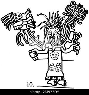 Manto ('il tessuto Paracas') Nasca. Mantella ('The Paracas Textile'), 100-300 C.E. Cotone, fibra camelide, 24 5/8 x 58 11/16 poll. (62,5 x 149 cm). Questo mantello, o mantello, straordinariamente complesso, è uno dei tessuti andini più rinomati al mondo. Era molto probabilmente usato come oggetto cerimoniale. Le novanta figure che decorano il confine, create dalla lavorazione ad aghi, sono state interpretate come un microcosmo di vita sulla costa meridionale del Perù duemila anni fa, con particolare attenzione all’agricoltura. Molte delle immagini illustrano la flora e la fauna autoctone e le piante coltivate. Figure in costume Foto Stock