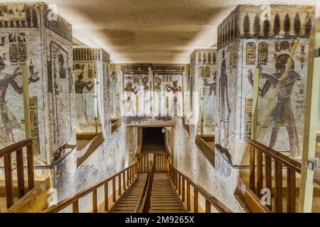 Tomba di Ramesse III nella Valle dei Re nella necropoli di Tebano, Egitto Foto Stock