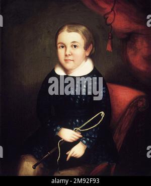 Ritratto di un bambino della famiglia americana di Harmon. Ritratto di un Bambino della Famiglia Harmon, ca. 1840s. Olio su tela, 28 x 23 7/8in. (71,1 x 60,6cm). Arte americana ca. 1840s Foto Stock