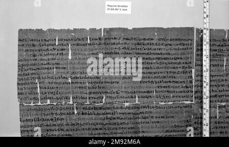 Snakebite Papyrus Snakebite Papyrus, 589-525 B.C.E. Papiro, inchiostro, totale: 10 5/8 x 68 7/8 pollici (27 x 175 cm). Egiziano, Classico, Antica Arte Vicino Orientale 589-525 B.C.E. Foto Stock