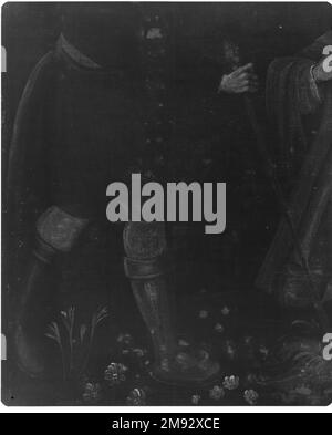 San Isidoro il contadino Sconosciuto. San Isidore il contadino, ca. 1750. Olio su tela, 31 1/8 x 24 1/4in. (79,1 x 61,6cm). DIPINTI NELLE CASE COLONIALI SPAGNOLE l'enorme numero di dipinti acquisiti da collezionisti privati nella coloniale spagnola America è confermato da prove in testamentario, dote, e altri documenti del periodo. Dai centri urbani alle zone di frontiera, dipinti di artisti europei e del nuovo mondo raffiguranti soggetti religiosi e secolari decorarono le case di Creolo, della Penisola Spagnola, del Mestizo (gente di razza mista), e degli indigeni uomini e donne. I cinque dipinti andini su t Foto Stock