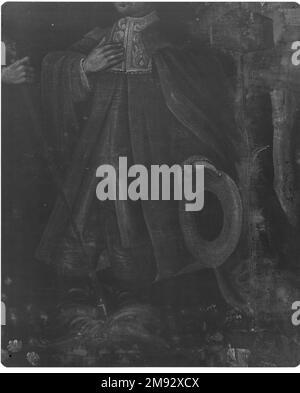 San Isidoro il contadino Sconosciuto. San Isidore il contadino, ca. 1750. Olio su tela, 31 1/8 x 24 1/4in. (79,1 x 61,6cm). DIPINTI NELLE CASE COLONIALI SPAGNOLE l'enorme numero di dipinti acquisiti da collezionisti privati nella coloniale spagnola America è confermato da prove in testamentario, dote, e altri documenti del periodo. Dai centri urbani alle zone di frontiera, dipinti di artisti europei e del nuovo mondo raffiguranti soggetti religiosi e secolari decorarono le case di Creolo, della Penisola Spagnola, del Mestizo (gente di razza mista), e degli indigeni uomini e donne. I cinque dipinti andini su t Foto Stock