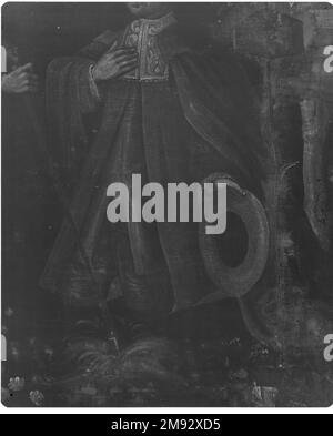 San Isidoro il contadino Sconosciuto. San Isidore il contadino, ca. 1750. Olio su tela, 31 1/8 x 24 1/4in. (79,1 x 61,6cm). DIPINTI NELLE CASE COLONIALI SPAGNOLE l'enorme numero di dipinti acquisiti da collezionisti privati nella coloniale spagnola America è confermato da prove in testamentario, dote, e altri documenti del periodo. Dai centri urbani alle zone di frontiera, dipinti di artisti europei e del nuovo mondo raffiguranti soggetti religiosi e secolari decorarono le case di Creolo, della Penisola Spagnola, del Mestizo (gente di razza mista), e degli indigeni uomini e donne. I cinque dipinti andini su t Foto Stock