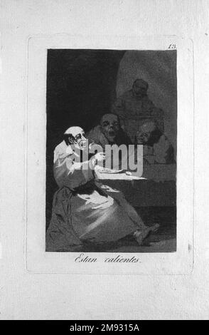 Sono caldi (estan calientes) Francisco de Goya y Lucientes (spagnolo, 1746-1828). Sono caldi (estan calientes), 1797-1798. Incisione e acquatinta su carta posata, foglio: 11 13/16 x 7 15/16 poll. (30 x 20,2 cm). Arte europea 1797-1798 Foto Stock