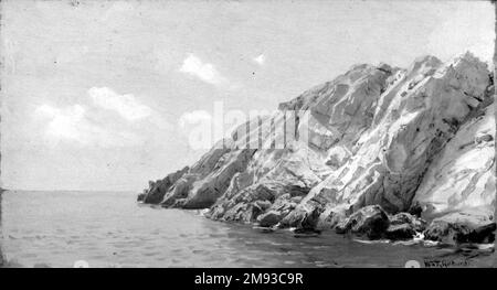 Rocky Coast William Trost Richards (americano, 1833-1905). , dopo le 1891:00. Olio sul pannello, 10 x 15 in. (25,4 x 38,1 cm). Arte americana dopo il 1891 Foto Stock