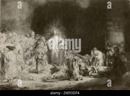 La predicazione di Cristo (The Hundred Guilder Print) Rembrandt Harmensz. Van Rijn (olandese, 1606-1669). , ca. 1649. Incisione su carta posata, piastra: 11 x 15 5/8 poll. (27,9 x 39,7 cm). Arte europea ca. 1649 Foto Stock