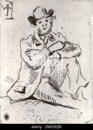 Guillaumin all'uomo impiccato (Guillaumin au pendu) Paul Cézanne (francese, 1839-1906). Guillaumin all'uomo impiccato (Guillaumin au pendu), 1873. Incisione su carta posata, 6 1/8 x 4 3/4 poll. (15,6 x 12 cm). Arte europea 1873 Foto Stock