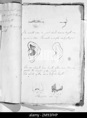 Sketchbook Jefferson Gauntt (americano, 1805-1864). Schedario, 1822. Grafite, matita rossa, inchiostro e acquerello su carta, 14 x 8 7/8 x 3/16 pollici (35,6 x 22,5 x 0,5 cm). Arte americana 1822 Foto Stock