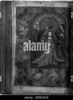 Horae Beatae Mariae Virginis Fiammingo. Horae Beatae Mariae Virginis, 16th ° secolo. Manoscritto in acquerello opaco e inchiostro con oro, 3 1/2 x 2 5/8 x 7/8 pollici (8,9 x 6,7 x 2,2 cm). Arte europea 16th ° secolo Foto Stock