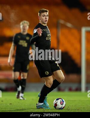 Burslem, Regno Unito. 16th Jan, 2023. Hector Kyprianou di Peterborough United durante la partita della Sky Bet League 1 Port vale vs Peterborough a vale Park, Burslem, Regno Unito, 16th gennaio 2023 (Photo by Nick Browning/News Images) a Burslem, Regno Unito il 1/16/2023. (Foto di Nick Browning/News Images/Sipa USA) Credit: Sipa USA/Alamy Live News Foto Stock