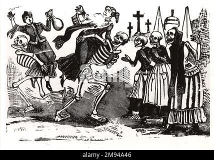 Calveras de Gatas y Garbandceras Jose Guadalupa Posada (messicano, 1852-1913). Calveras de Gatas y Garbandceras. Incisione in rilievo su metallo tipo, 4 1/2 x 7 poll. (11,4 x 17,8 cm). Arte delle Americhe Foto Stock