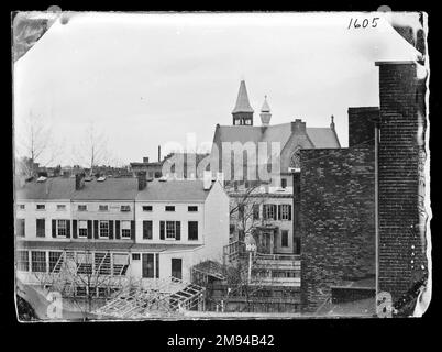 Navy Street e Tabernacle, Brooklyn George Bradford Brainerd (americano, 1845-1887). , ca. 1872-1887. Vetro collodio argento umido lastra negativa ca. 1872-1887 Foto Stock