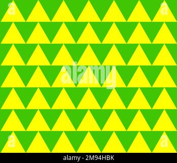 Motivo a tre angoli con teste verso l'alto e verso il basso, colori verde e giallo (modificabili), motivo senza cuciture, illustrazione del motivo, sfondo e modello poster Foto Stock