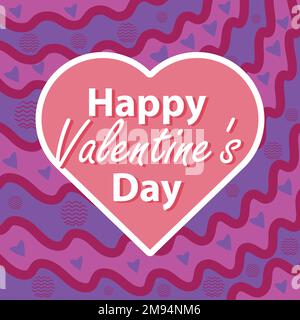 Vector banner design festeggia San Valentino il 14th febbraio. Felice San Valentino 2023 sfondo con forme geometriche. Illustrazione Vettoriale