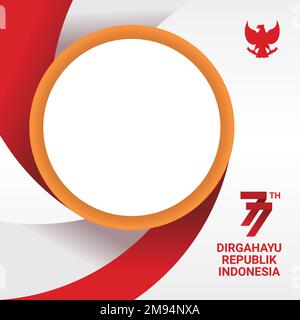 Indonesia Independence Day Twibbon Concept with Logo - Social Media Post - Vector Illustration Illustrazione Vettoriale