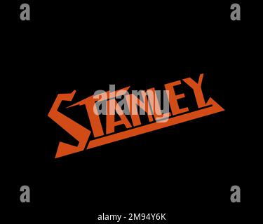 Stanley Electric, logo ruotato, sfondo nero Foto Stock