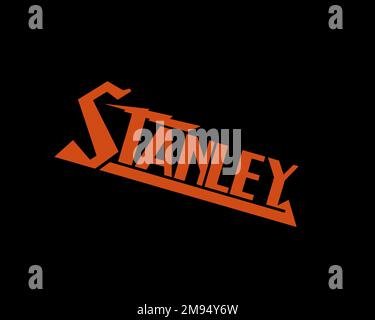 Stanley Electric, logo ruotato, sfondo nero B Foto Stock