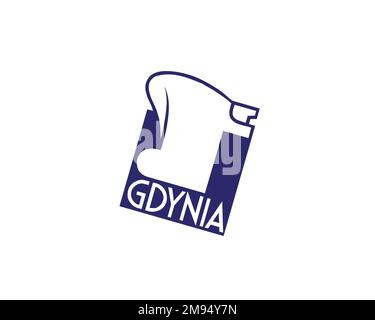 Stocznia Gdynia, logo ruotato, sfondo bianco B Foto Stock