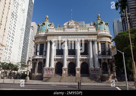 Brasile, Rio, il Teatro Municipale edificio nel quartiere Centro. Foto Stock