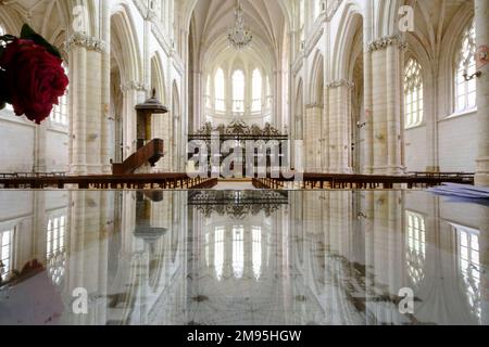 Saint Riquier (Francia settentrionale): La chiesa abbaziale, edificio registrato come monumento storico nazionale (monumento storico francese) Foto Stock