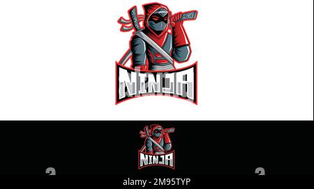 logo ninja mascotte per emblema e design a t-shirt per il gioco team eport Illustrazione Vettoriale