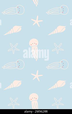 Animali subacquei vettore di pattern senza giunture Illustrazione Vettoriale