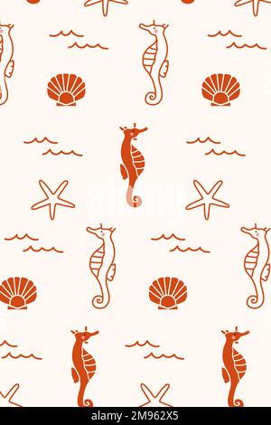 Animali subacquei vettore di pattern senza giunture Illustrazione Vettoriale