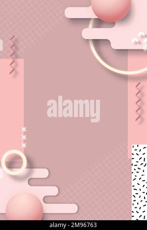 Vettore geometrico di elementi di disegno di Memphis rosa Illustrazione Vettoriale