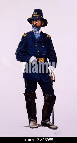 Generale maggiore George Meade (1815 - 1872) - Comandante dell'esercito federale del Potomac durante la guerra civile americana - Comandante alla battaglia di Gettysburg Foto Stock