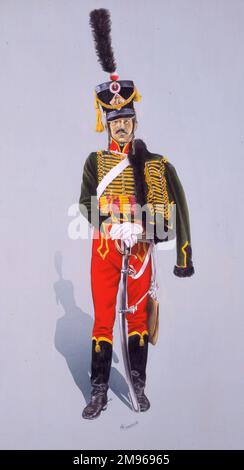 Guerra napoleonica - Hussar dei 7th Hussars francesi Foto Stock