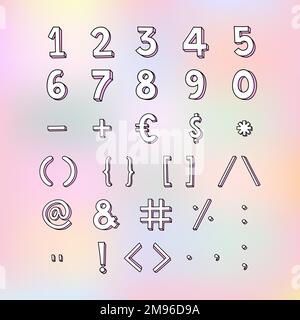 Numeri con stile e vettore set di simboli Illustrazione Vettoriale