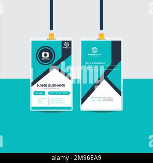 Modello scheda ID, scheda ID ufficio. Carta ID dipendente per la tua azienda Illustrazione Vettoriale