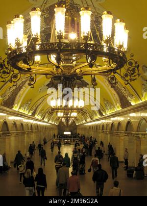Mosca, Russia: Stazione della metropolitana Komsomolskaja. Foto Stock