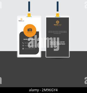 Modello di progettazione della scheda ID ufficio. Carta d'identità aziendale per i dipendenti Illustrazione Vettoriale