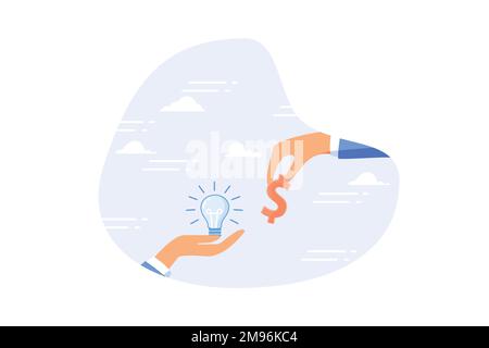 Idea di avvio di finanziamento, raccolta fondi per avviare il business, investitore, capitale di rischio o VC a sostegno finanziario, budget o concetto di sponsorizzazione, flat vector Illustrazione Vettoriale