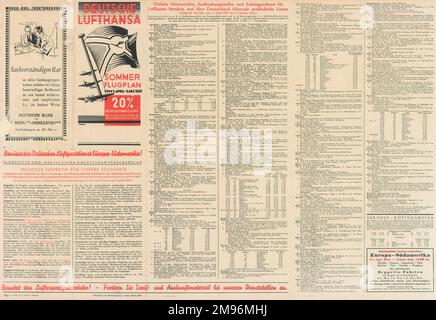 Poster, Deutsche Lufthansa AG, che mostra i voli estivi per le città europee dal 1 aprile al 5 ottobre 1935. Foto Stock
