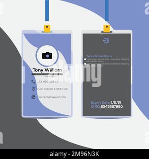 Modello di design della scheda ID. Carta d'identità aziendale per i dipendenti Illustrazione Vettoriale