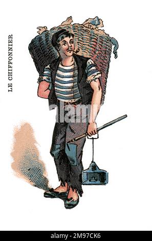 Gioco di carte francese - Sì o No - serie occupazioni. Illustrazione di un ragman. Foto Stock