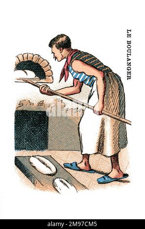 Gioco di carte francese - Sì o No - serie occupazioni. Illustrazione di un panettiere. Foto Stock