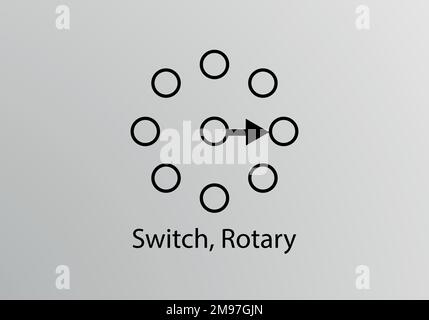 Simbolo della rotazione dello switch, simbolo del vettore. Simboli tecnici. Illustrazione Vettoriale