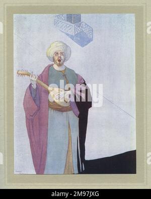 Illustrazione di Hassan (la storia di Hassan di Baghdad e come è venuto a fare il viaggio d'oro a Samarcanda), un dramma di versi di James Elroy Flecker, con illustrazioni di Thomas Mackenzie. Foto Stock