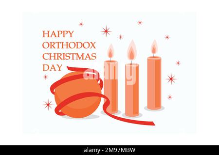 Felice vettore ortodosso giorno di natale, piatto vettore moderna illustrazione Illustrazione Vettoriale