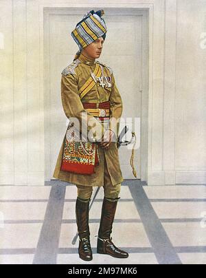 Il Principe Edoardo di Galles (1894-1972) (in seguito Re Edoardo VIII) vestito come Colonnello-Capo del Principe di Galles proprio Scindh (Sindh) Cavallo. Foto Stock