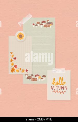 Set vettoriale modello di carta a tema autunnale Illustrazione Vettoriale