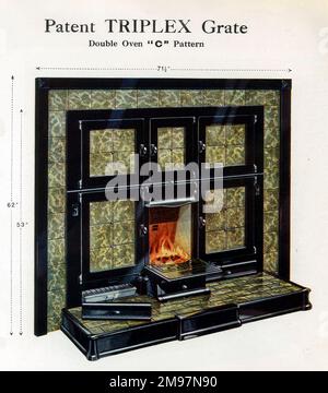 Griglia Triplex Patent - doppio forno a 'C' con finitura smaltata in porcellana nera Foto Stock