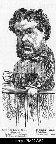 Cartoon del predicatore Battista britannico Charles Haddon Spurgeon. Foto Stock