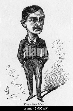 Cartoon dell'attore e direttore teatrale inglese Sir John Hare -- First Old Man. Foto Stock